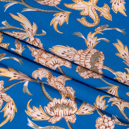 Cotton Voile Print - Cobalt Leafy Floral - Mood Exclusive Whispering Willows Folded