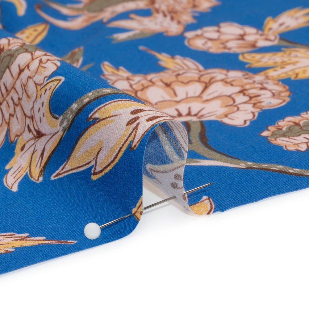 Cotton Voile Print - Cobalt Leafy Floral - Mood Exclusive Whispering Willows Detail