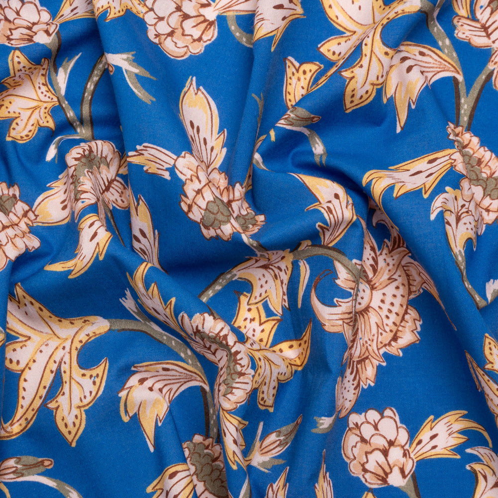 Cotton Voile Print - Cobalt Leafy Floral - Mood Exclusive Whispering Willows