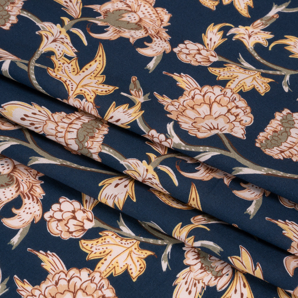 Cotton Voile Print - Navy Leafy Floral - Mood Exclusive Whispering Willows Folded