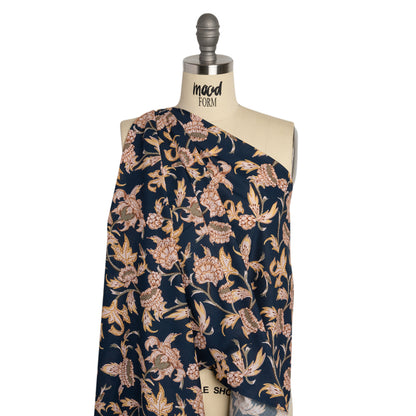 Cotton Voile Print - Navy Leafy Floral - Mood Exclusive Whispering Willows Drape