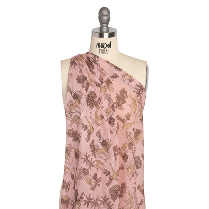Cotton Gauze - Pink Giraffes and Palm Trees - Mood Exclusive Nairobi Neighbors Print Drape