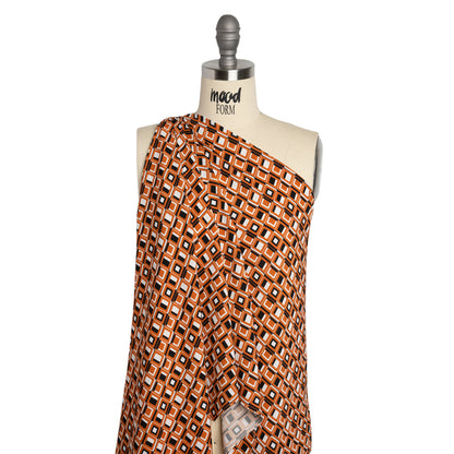 Mood Exclusive Orange Checkerboard Cadence Drapey Viscose Woven Detail