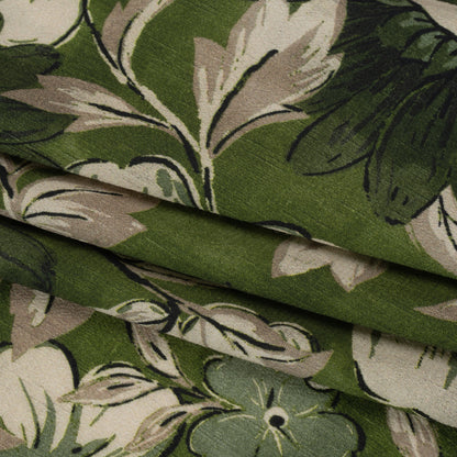 Sustainable Viscose Crepe Print - Green and White Floral - Mood Exclusive Crowded Fields Folded