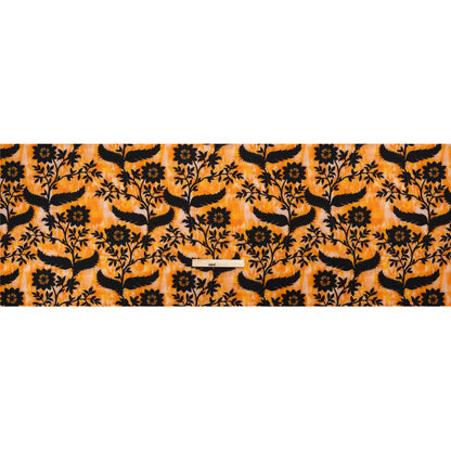 Stretch Polyester Woven Print - Yellow Florals on Abstract Ikat - Mood Exclusive Rambling Brambles Full