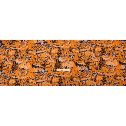 Stretch Polyester Woven Print - Orange and Black Abstract Ikat - Mood Exclusive Shifting Sands Full
