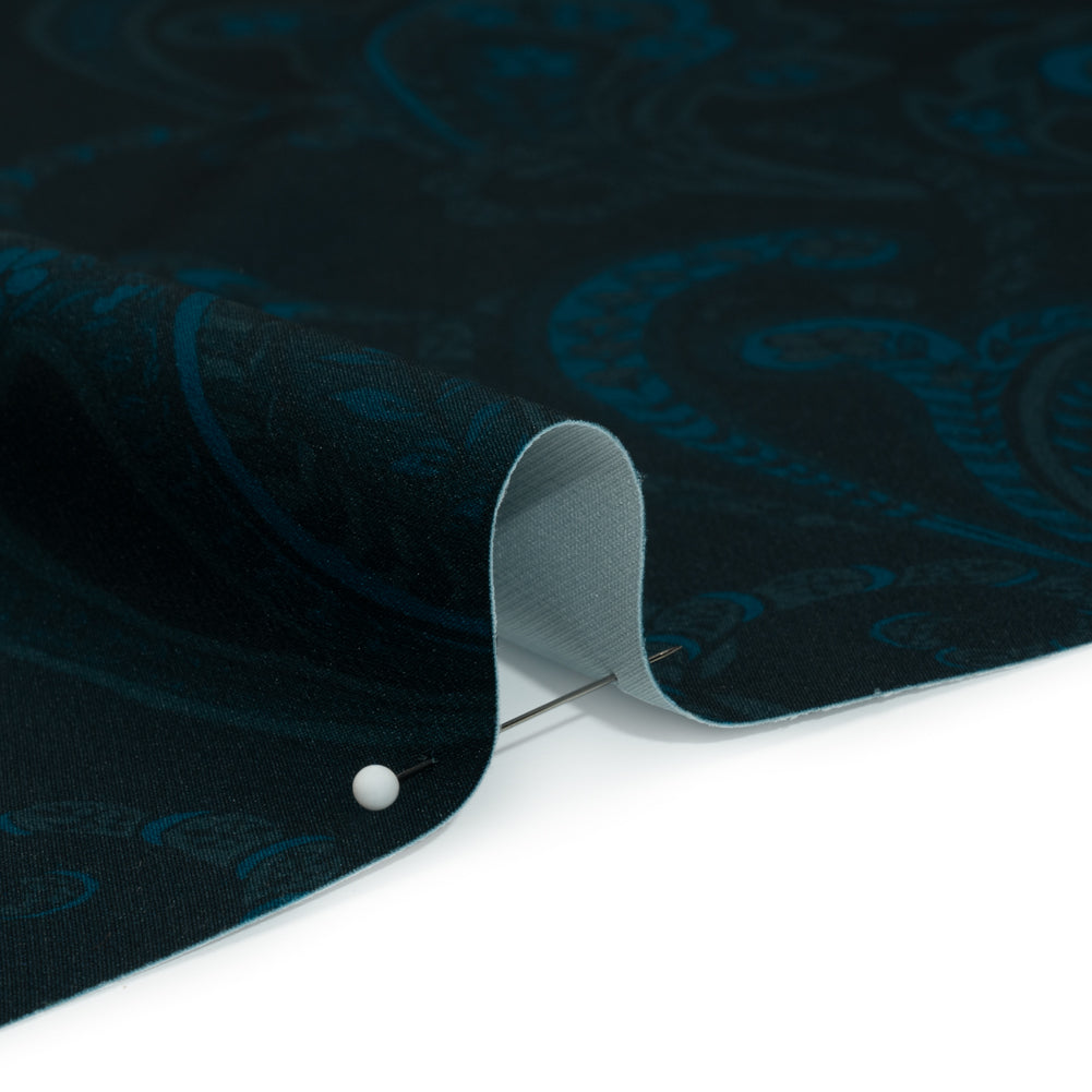 Stretch Polyester Woven Print - Dark Navy Paisley - Mood Exclusive Midnight Flight Detail