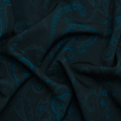 Stretch Polyester Woven Print - Dark Navy Paisley - Mood Exclusive Midnight Flight