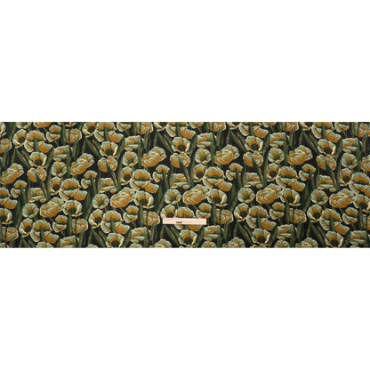Sustainable Viscose Floral Jacquard Print - Dark Orange, Green and Black Floral - Mood Exclusive Draped in Dawn Full