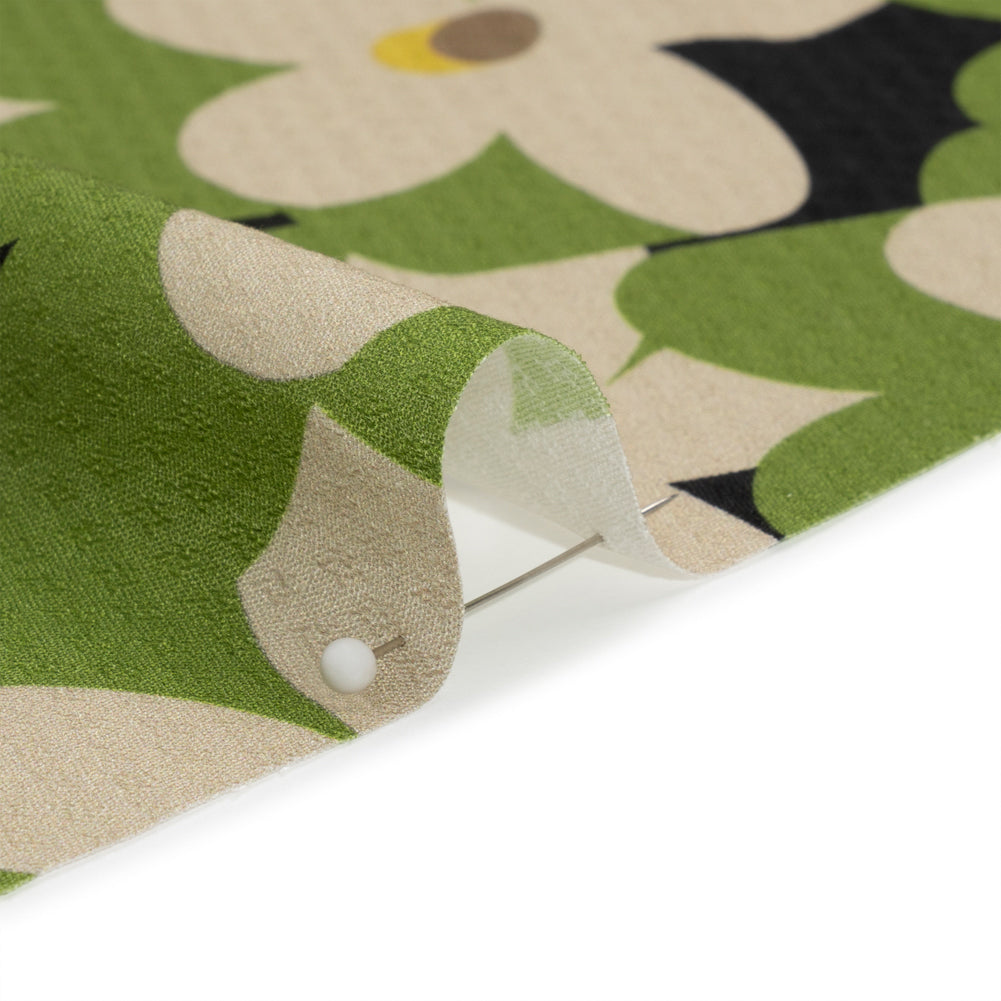 Sustainable Viscose Floral Jacquard Print - Green, White and Black Floral - Mood Exclusive Jonesing for Daisy Detail