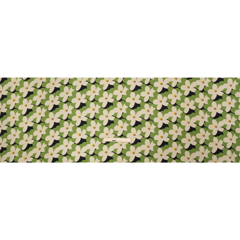 Sustainable Viscose Floral Jacquard Print - Green, White and Black Floral - Mood Exclusive Jonesing for Daisy Full