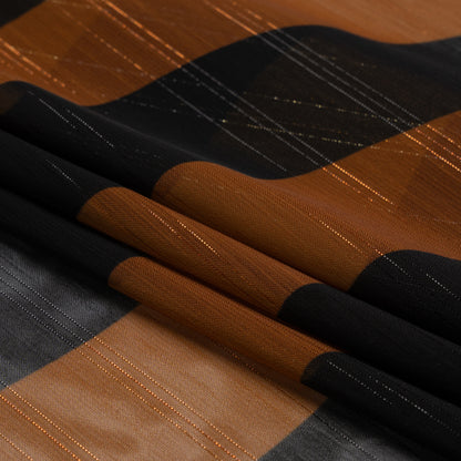 Polyester Chiffon Print with Metallic Pinstripes - Brown and Black Wavy Stripes - Mood Exclusive Delray Daze Folded