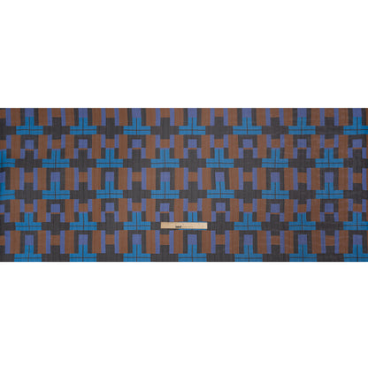 Polyester Chiffon Print with Metallic Pinstripes - Blue, Purple and Brown Geometric - Mood Exclusive Geometric Jigsaw Full