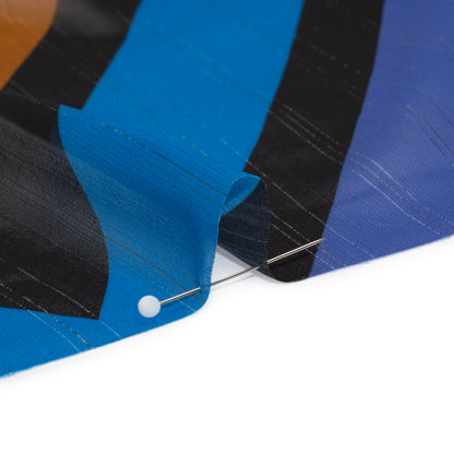 Polyester Chiffon Print with Metallic Pinstripes - Purple, Brown and Blue Diamonds - Mood Exclusive Purely Prismatic Detail