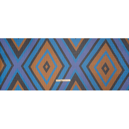 Polyester Chiffon Print with Metallic Pinstripes - Purple, Brown and Blue Diamonds - Mood Exclusive Purely Prismatic Full