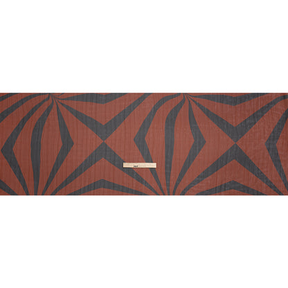 Polyester Chiffon Print with Metallic Pinstripes - Rust Red and Black Abstract - Mood Exclusive Fondue Funhouse Full