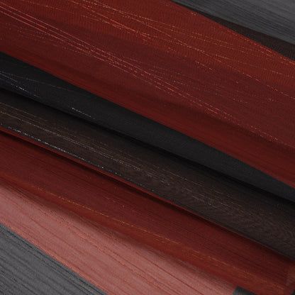 Polyester Chiffon Print with Metallic Pinstripes - Black and Brown Blocky Stripes - Mood Exclusive Shadows and Rays Folded