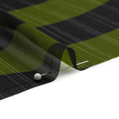 Polyester Chiffon Print with Metallic Pinstripes - Green and Black Wavy Stripes - Mood Exclusive Delray Daze Detail