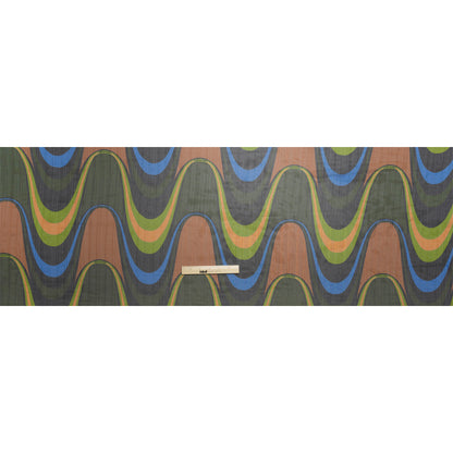 Polyester Chiffon Print with Metallic Pinstripes - Brown, Green and Black Waves - Mood Exclusive Ebb and Flow Full