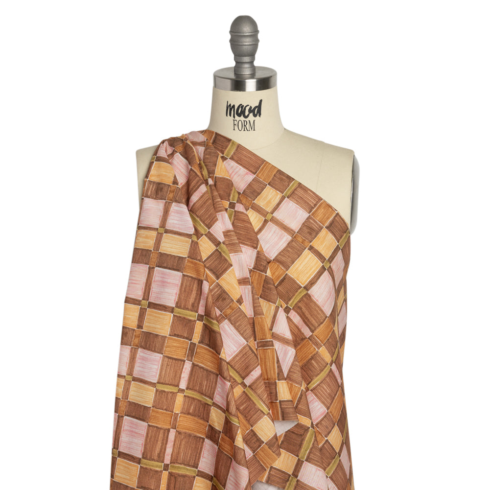 Mood Exclusive Brown City Blocked Cotton Poplin Drape