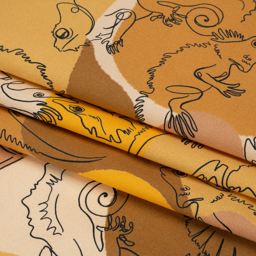 Stretch Cotton Poplin Print - Gold Chameleons - Mood Exclusive Commander of Camouflage Folded
