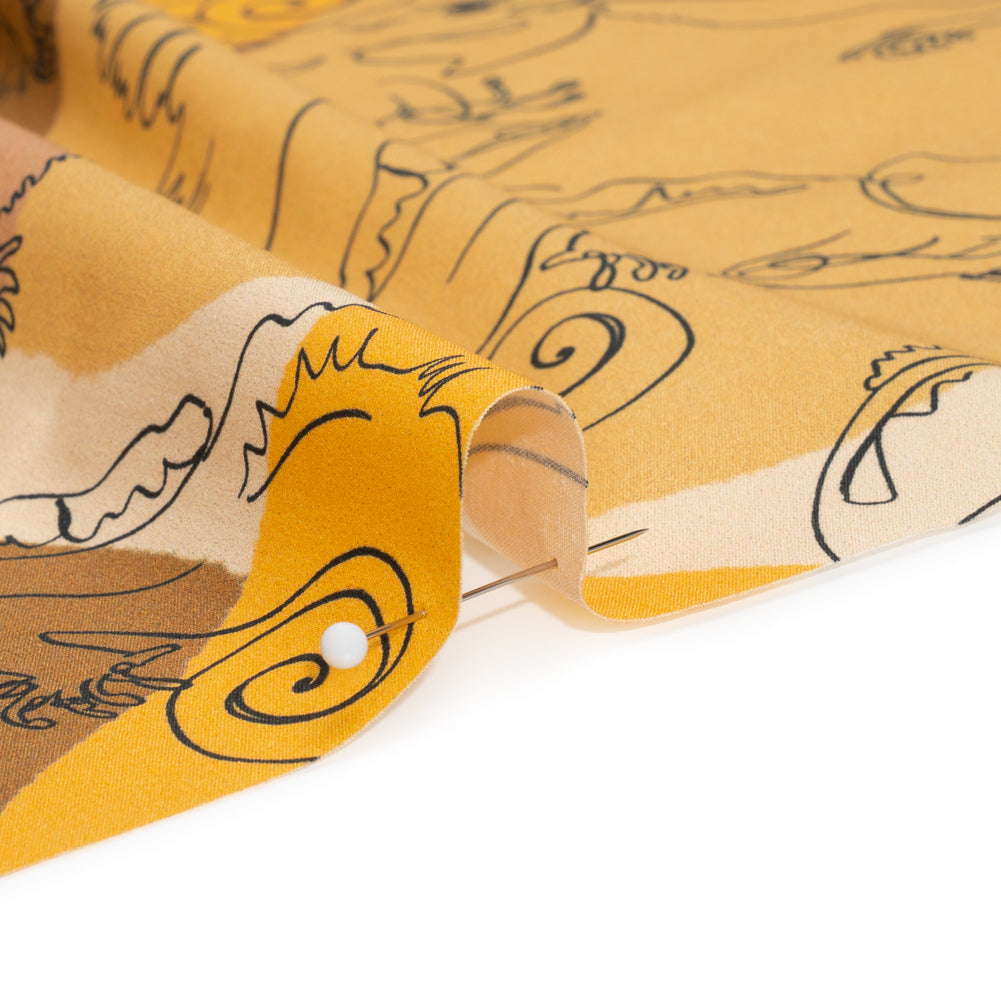 Stretch Cotton Poplin Print - Gold Chameleons - Mood Exclusive Commander of Camouflage Detail