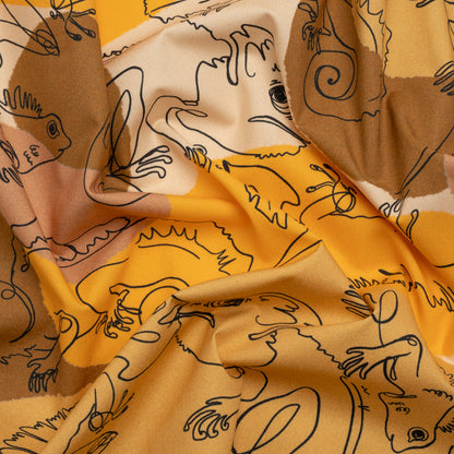 Stretch Cotton Poplin Print - Gold Chameleons - Mood Exclusive Commander of Camouflage