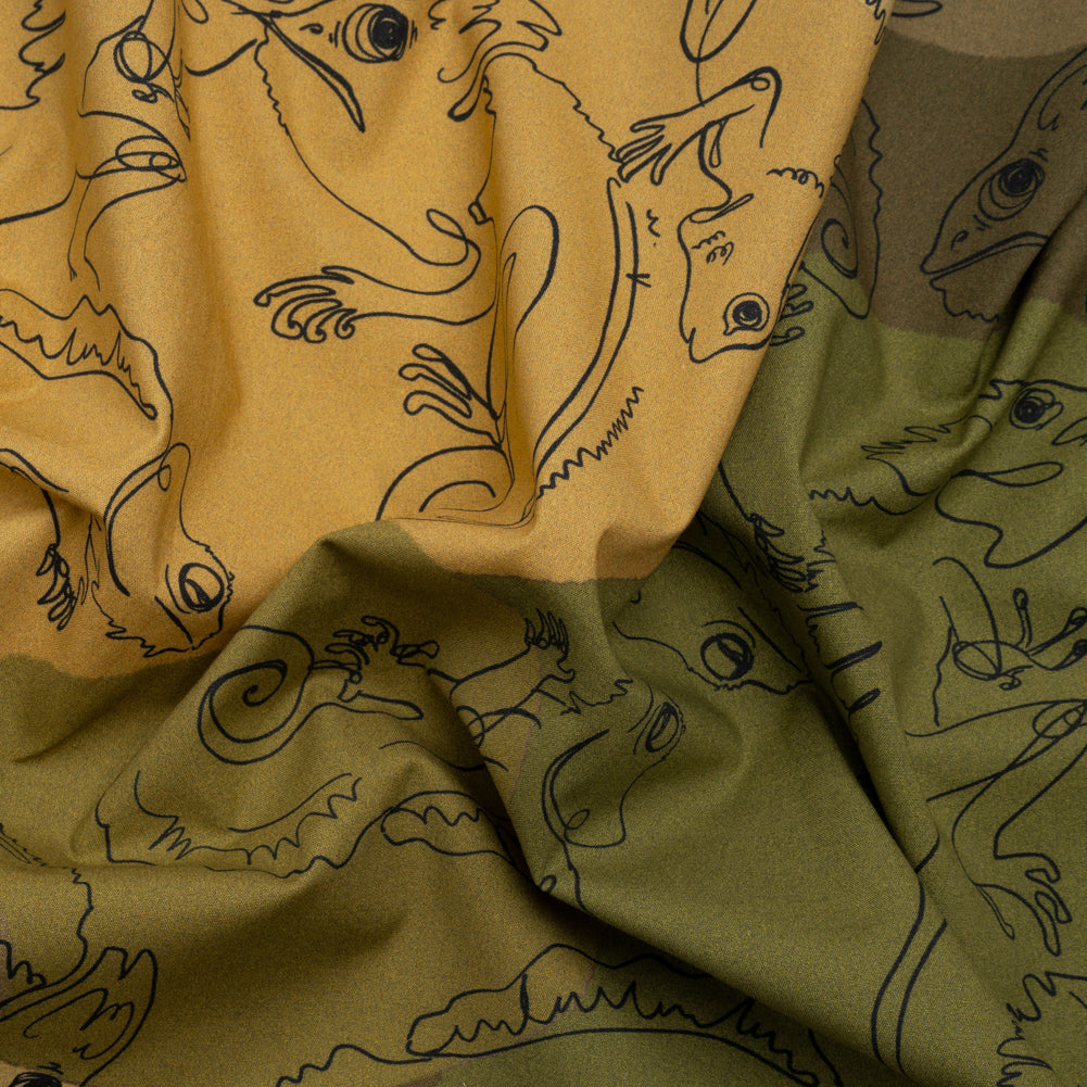 Stretch Cotton Poplin Print - Green Chameleons - Mood Exclusive Commander of Camouflage