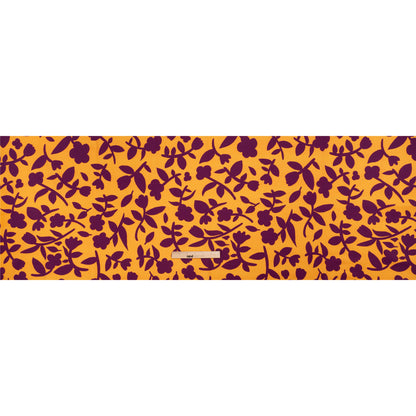 Stretch Cotton Twill Print - Mango Orange and Plum Purple Floral - Mood Exclusive Color-Block Creative Full