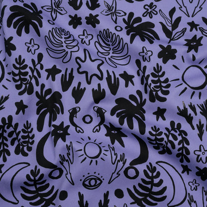 Stretch Cotton Twill Print - Blue and Black Simple Doodles - Mood Exclusive Twin Flame