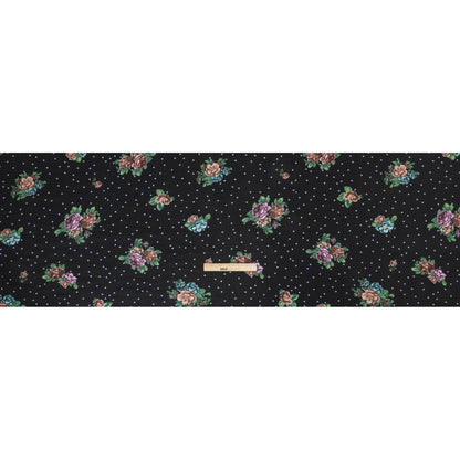 Viscose Crepe Print - Black, Lavender and Rust Red Polka Dots and Florals - Mood Exclusive Bring on Beauty Drape