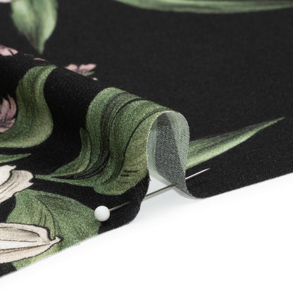 Viscose Crepe Print - Black, Yellow and Violet Floral - Mood Exclusive By the Plenty Folded