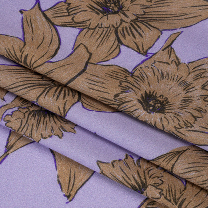 Viscose Crepe Print - Lilac and Brown Floral - Mood Exclusive Dear Darling Full