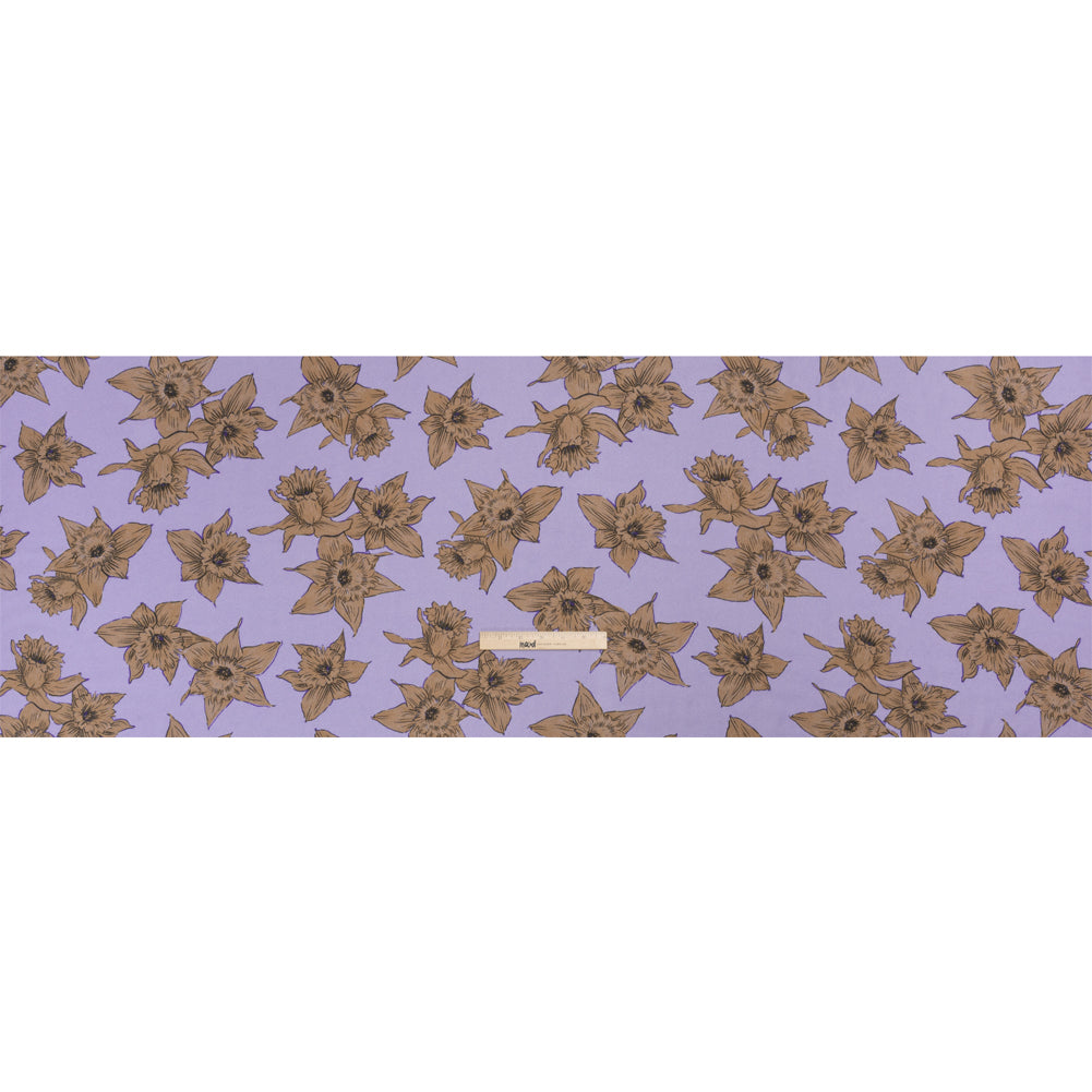 Viscose Crepe Print - Lilac and Brown Floral - Mood Exclusive Dear Darling Drape
