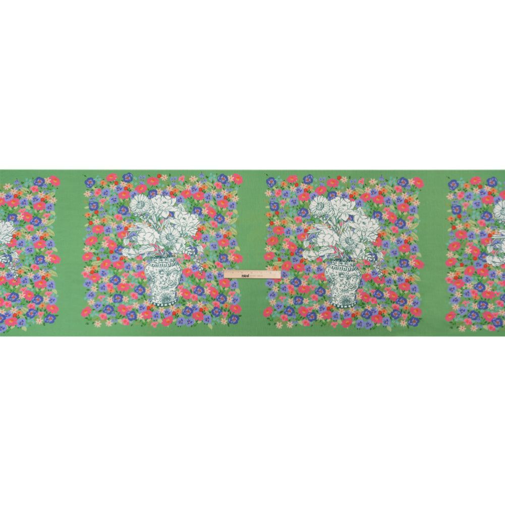 Slubbed Viscose Woven Panel - Green, Red and Blue Floral Blocks - Mood Exclusive Small Things Full