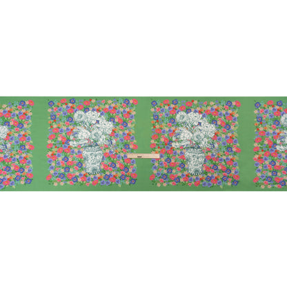 Slubbed Viscose Woven Panel - Green, Red and Blue Floral Blocks - Mood Exclusive Small Things Full