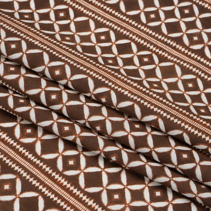 Cotton Poplin Print - Brown Diamonds and Stripes - Mood Exclusive Back to Back Folded