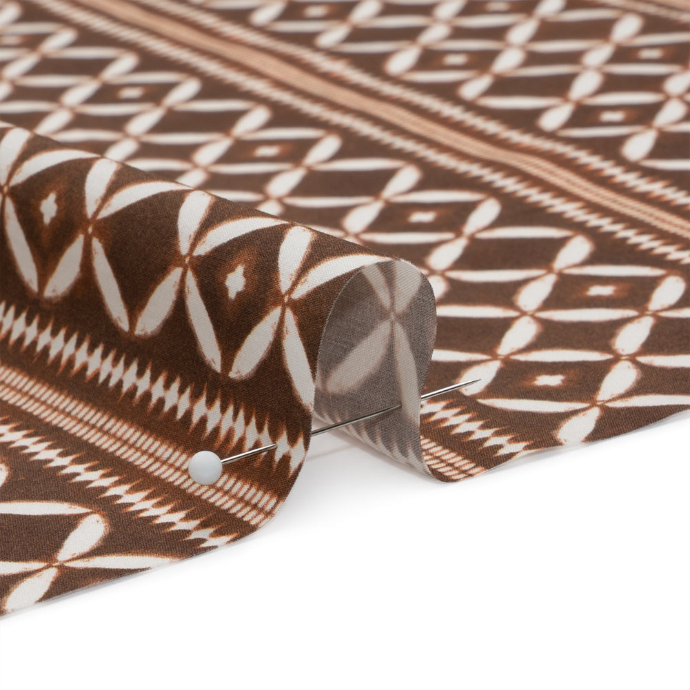 Cotton Poplin Print - Brown Diamonds and Stripes - Mood Exclusive Back to Back Detail