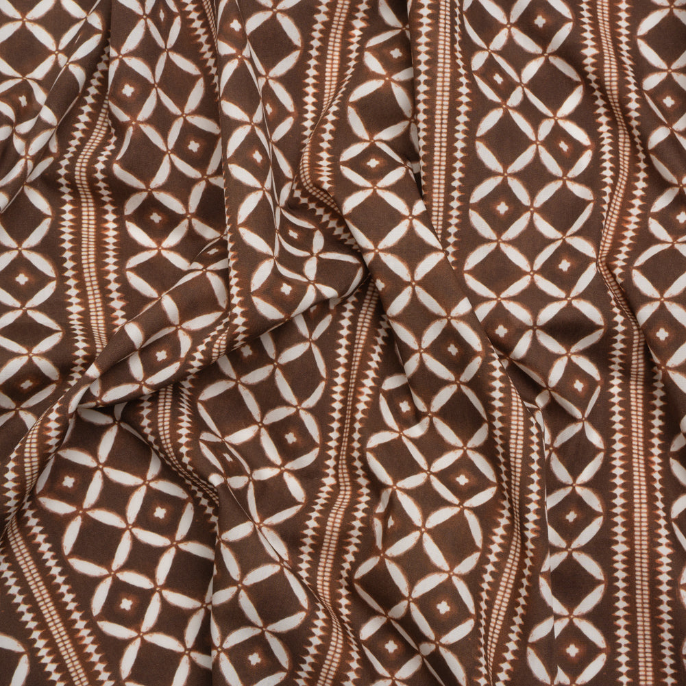 Cotton Poplin Print - Brown Diamonds and Stripes - Mood Exclusive Back to Back