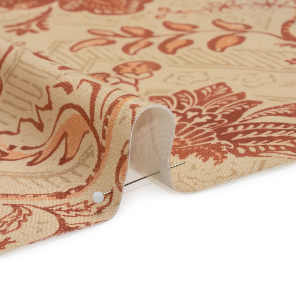 Stretch Cotton Twill Print - Beige and Orange Floral - Mood Exclusive Aromatic Aria Detail