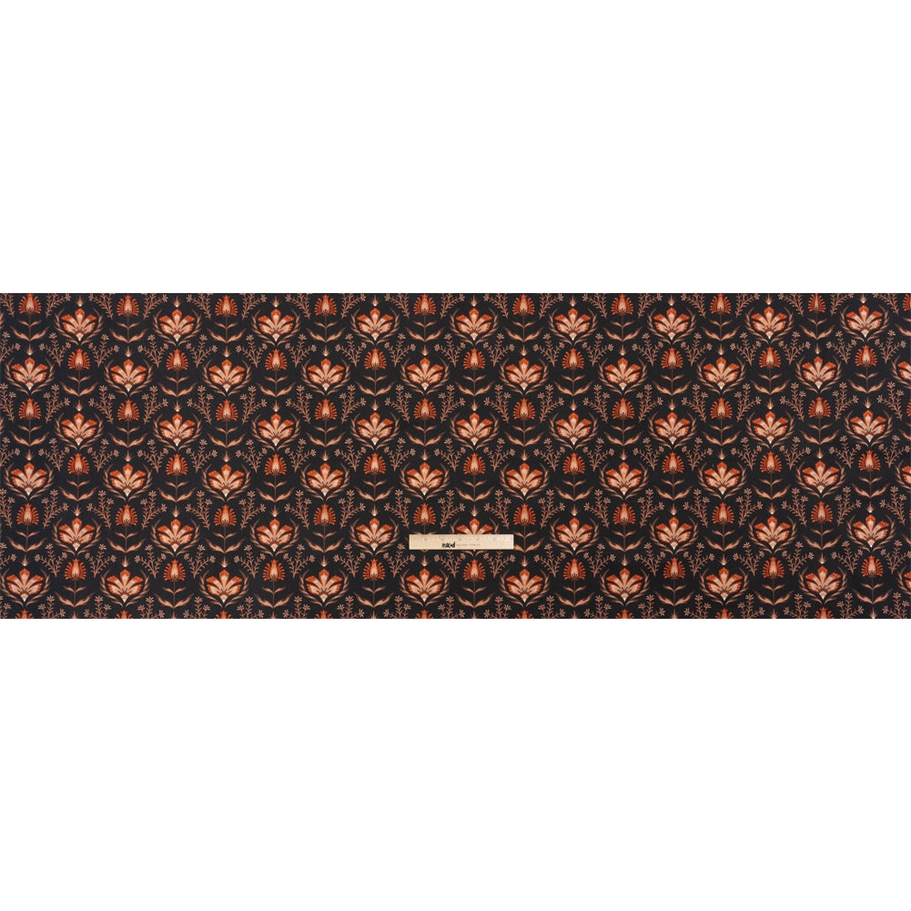 Stretch Cotton Twill - Black and Orange Floral - Watching the Fire Print - Mood Exclusive Rockland Collection Full