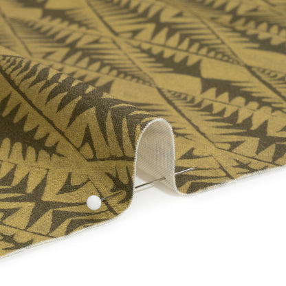 Stretch Cotton Twill Print - Olive Abstract Diamonds - Mood Exclusive Maui Treeline Detail