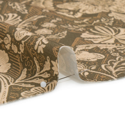 Stretch Cotton Twill Print - Moss Green and Beige Floral - Mood Exclusive Aromatic Aria Detail