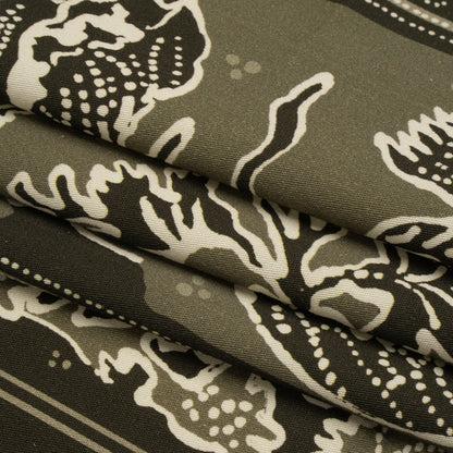 Stretch Cotton Twill Panel - Olive Floral Blocks - Mood Exclusive Maple Hill Heights Folded