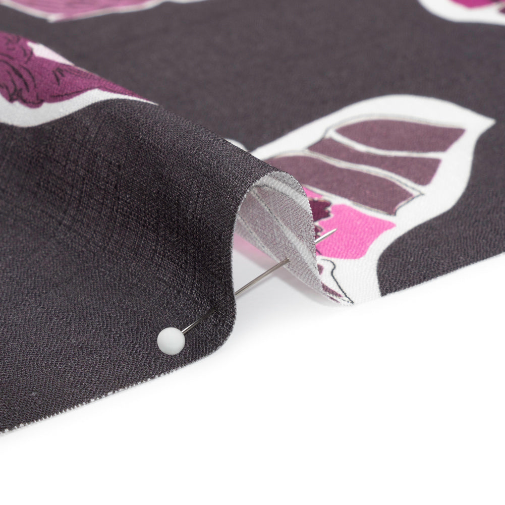 Slubbed Viscose Woven Print - Purple and Pink Female Portraits - Mood Exclusive Phenomenal Woman Detail