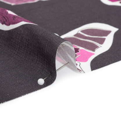 Slubbed Viscose Woven Print - Purple and Pink Female Portraits - Mood Exclusive Phenomenal Woman Detail