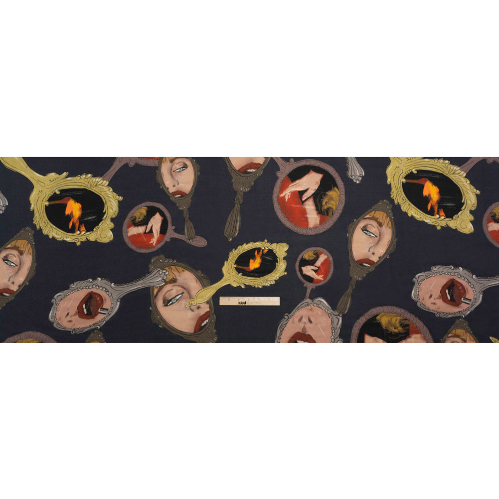 Slubbed Viscose Woven Print - Large Mirrors and Flames - Mood Exclusive Damsel in This Dress Full