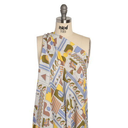 Mood Exclusive Light Blue Shape of the World Stretch Sustainable Rayon Batiste Detail