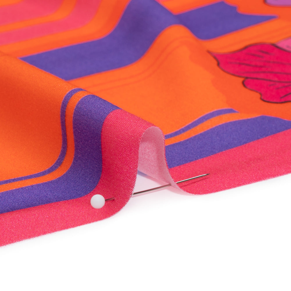 Mood Exclusive Red Lines and Lilies Rayon Challis Folded