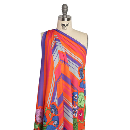 Mood Exclusive Red Lines and Lilies Rayon Challis Detail